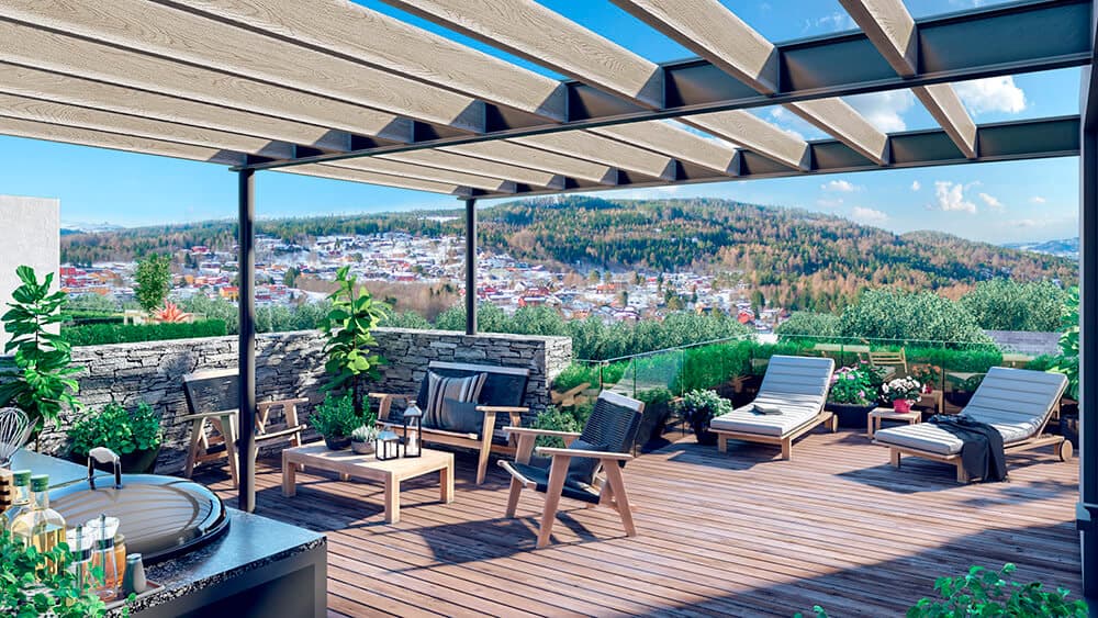 Takterrasse med pergola